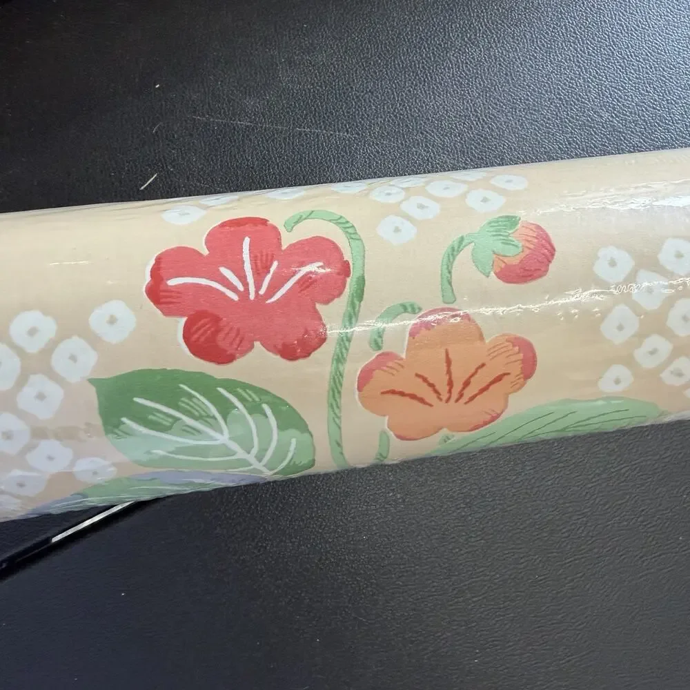 Vintage Jay Yang 2 Double Rolls Floral Palm Wallpaper 80s Shabby Chic Flowers